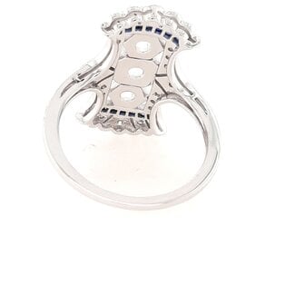 Sapphire (0.16 ctw) & diamond (0.18 ctw) vintage ring setting 14k white gold
