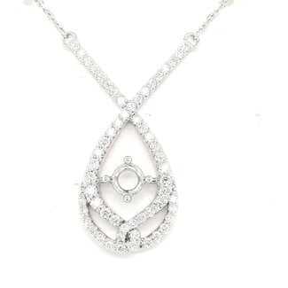 Diamond (0.42 ctw) teardrop crossover pendant setting 14k white gold