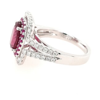 Rubelite, diamond, pink sapphire (2.92 ctw/2.1ctr) 14k white gold 5.2 gr