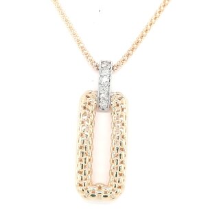 Diamond (0.15 ctw) rectangle drop pendant w/ chain 14k yellow gold