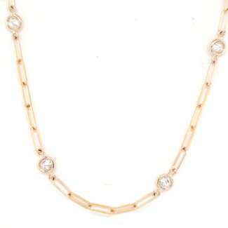 20" 1.5 ctw Diamond by the yard paperclip necklace 14k yellow gold