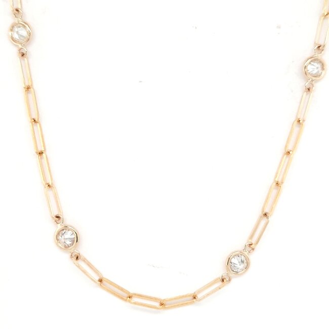 Bloomingdale's Diamond Accent Paperclip Necklace In 14k White & Yellow  Gold, 0.05 ct. t.w. - 100% Exclusive | Bloomingdale's