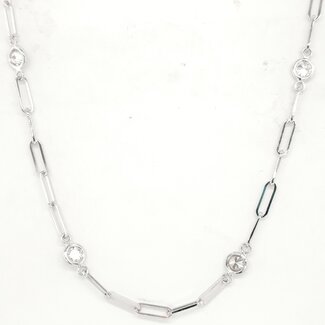 20" 1.0 ctw Diamond by the yard paperclip necklace 14k white gold