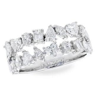 Diamond (1.38 ctw) fancy cut 2-row band, 14k white gold