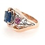 TQ blue topaz, pink tourmaline & diamond ring (4.5 ctw) 14k yellow gold 10.1 gr