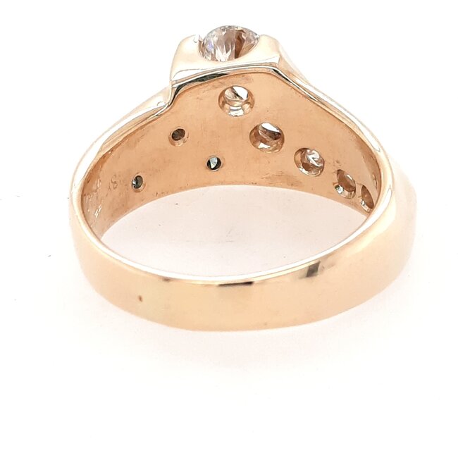 TQ original white & blue diamond (1.4 ctw) journey ring 18k yellow gold 9.3 gr