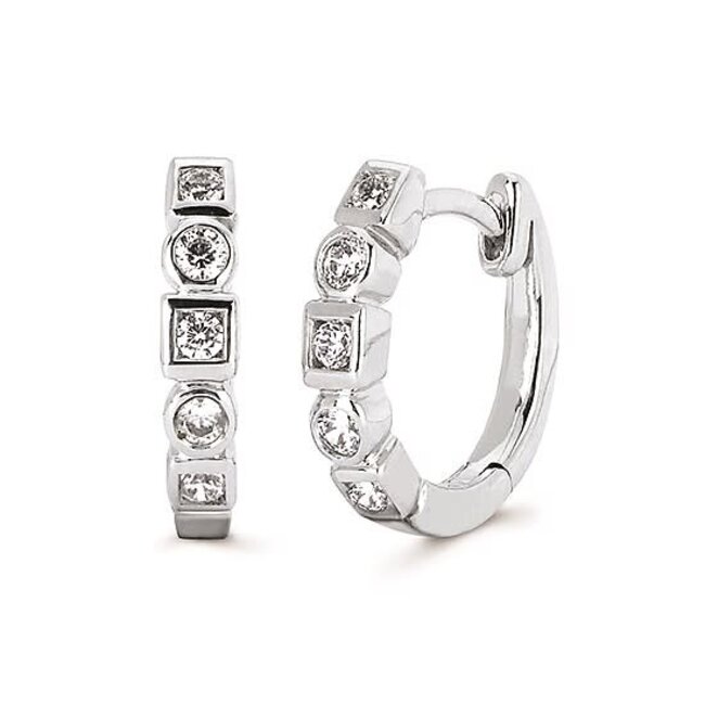 Diamond (1/5ctw) huggie earrings, 14k white gold