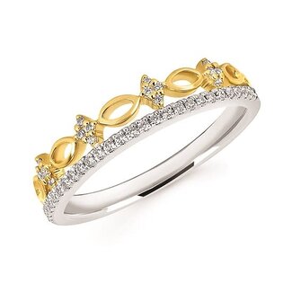 Diamond (1/6ctw) crown band, 14k white and yellow gold