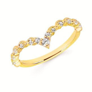 Diamond (1/6ctw) chevron band, 14k yellow gold 1.8 gr