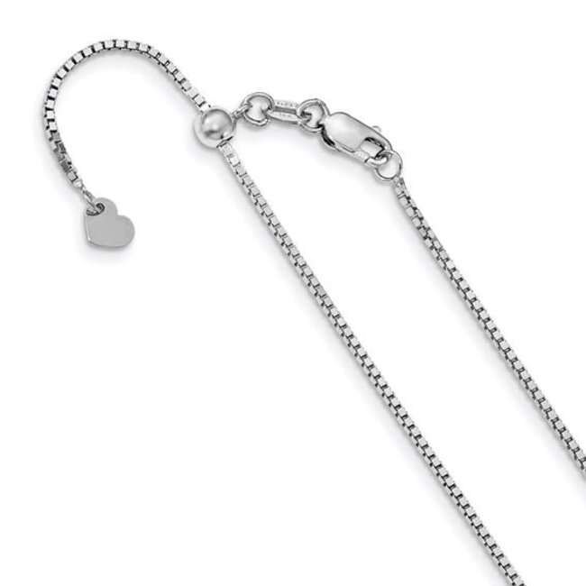 22" 14k white gold 0.88 mm adjustable box chain 3.2 gr