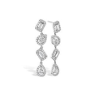 Diamond (0.70 ctw) multi shape dangle earrings 14k white gold