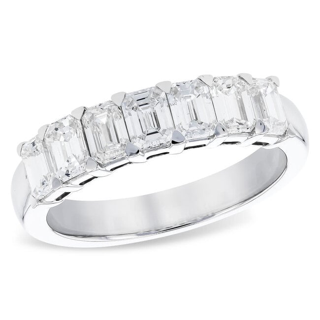 Diamond (1.66 ctw) emerald cut band 14k white gold