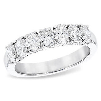 Diamond (1.33 ctw) 7 stone oval band 14k white gold