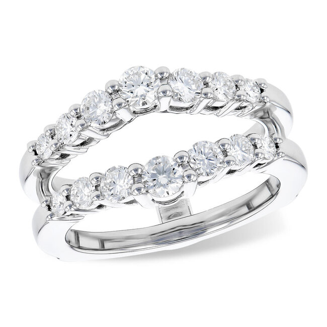 Diamond (1.0 ctw) round stone contour guard 14k white gold