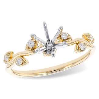 Diamond (0.12 ctw) leaf ring, 14k yellow gold 2.4 gr