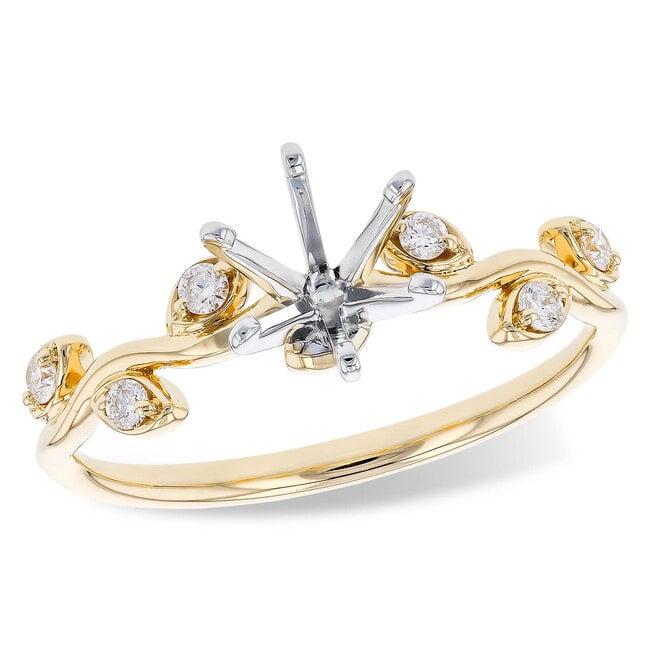 Diamond (0.12 ctw) leaf ring, 14k yellow gold 2.4 gr