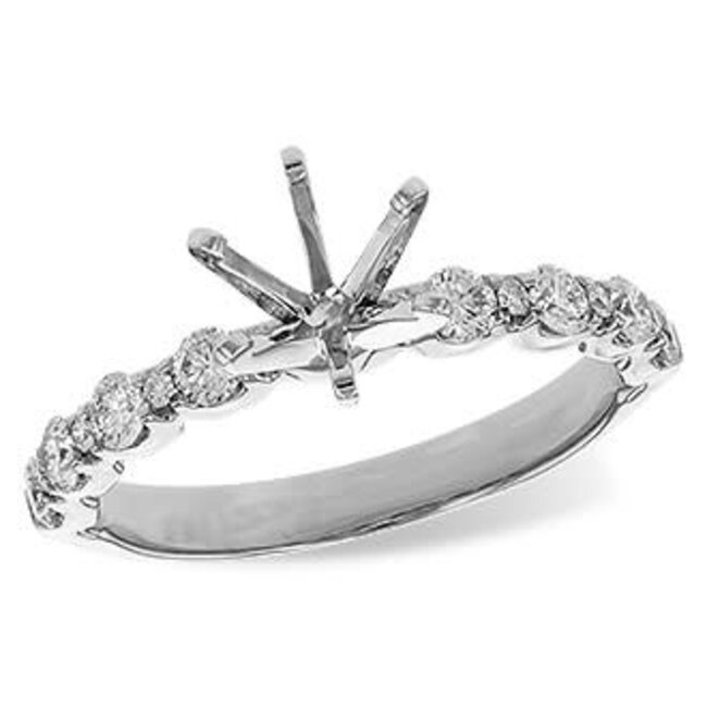 Diamond (0.50 ctw) setting for 1.0 ct center 14k white gold 3.0 gr