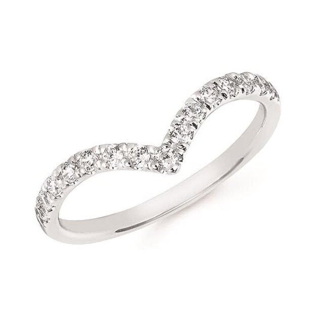 Diamond (0.25 ctw) chevron contour band 14k white gold