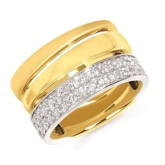 Diamond (0.75 ctw) wide band ring 14k yellow & white gold