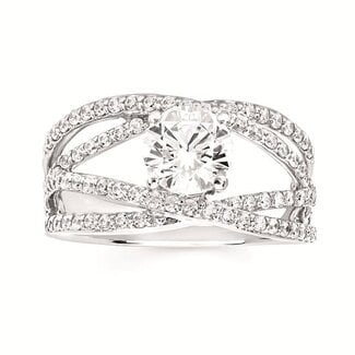 Diamond (0.52 ctw) crossover bridal setting for 1ct/no ctr 14k white gold