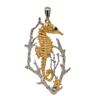 Seahorse pendant sterling silver w/ 18k yellow gold vermeil