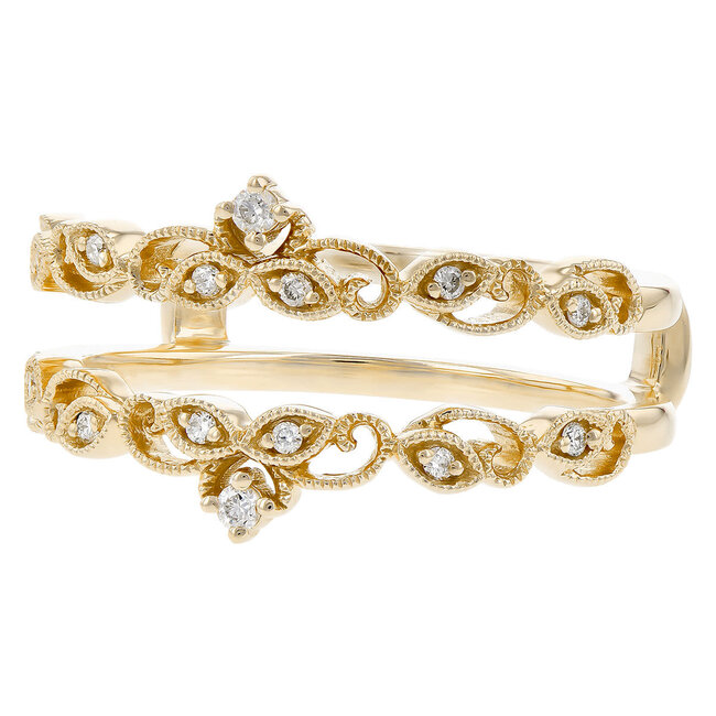 Diamond (0.08 ctw) vintage ring guard 14k yellow gold 3.6 gr