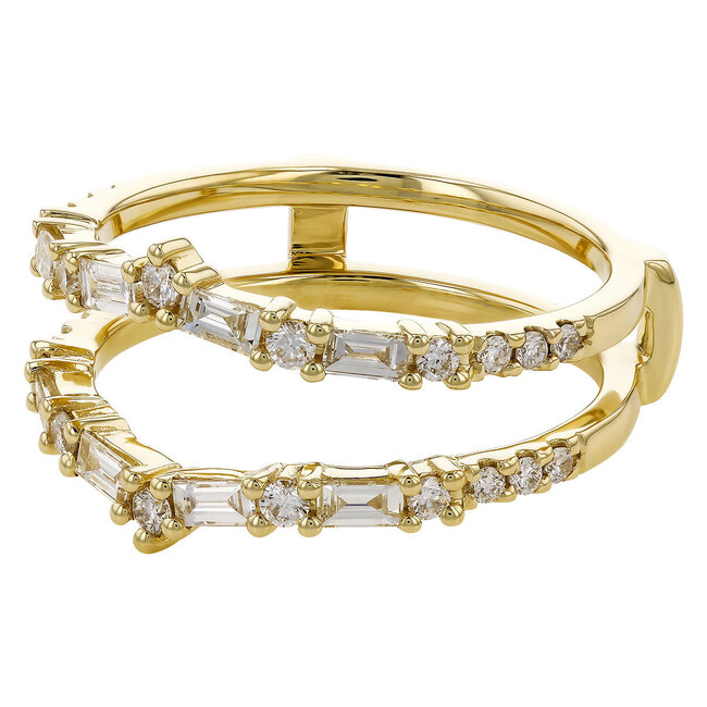 Diamond (0.60 ctw) round/baguette guard 14k yellow gold 3.8 gr