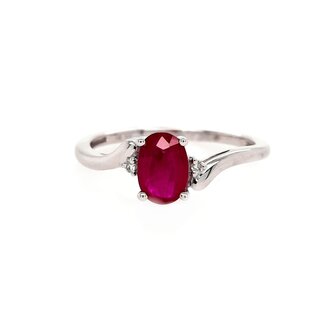 Ladies ruby and diamond ring 14k white gold