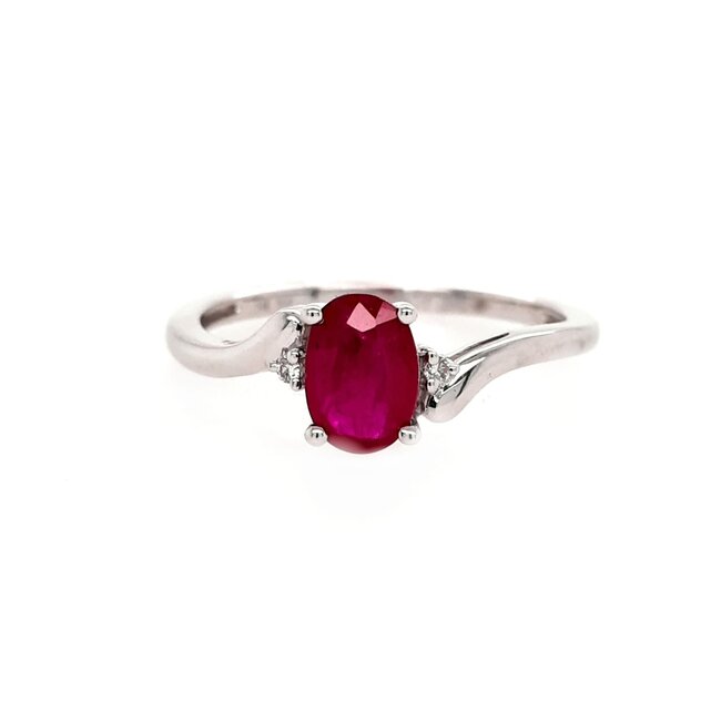 Ladies ruby and diamond ring 14k white gold