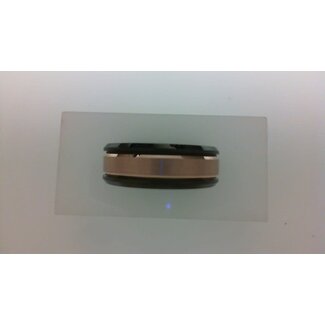 Tungsten gun metal & rose band, size 10