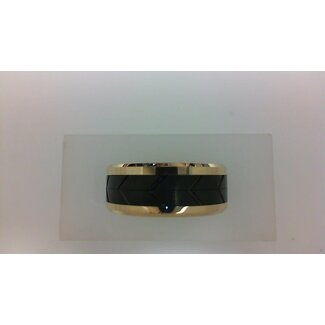 Tungsten yellow & black carbide band, size 10