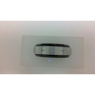 Tungsten black & silver, diamond (0.63ctw)  band, size 10