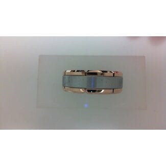 Tungsten rose & white carbide flat edge band, size 10