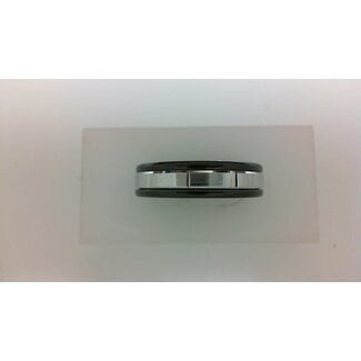 14k white gold & black tungsten vertical cut band, size 10