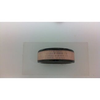 14k rose gold & black tungsten criss cross band, size 10