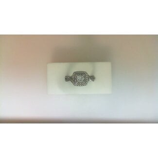 Diamond (0.50ctr/1.0ctw) halo bridal ring 14k white gold 4.9gr