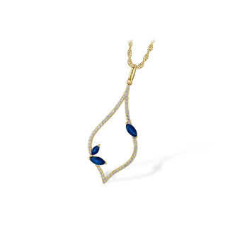 Diamond (0.20ctw) & sapphire (0.36ctw) pendant, 14k yellow gold