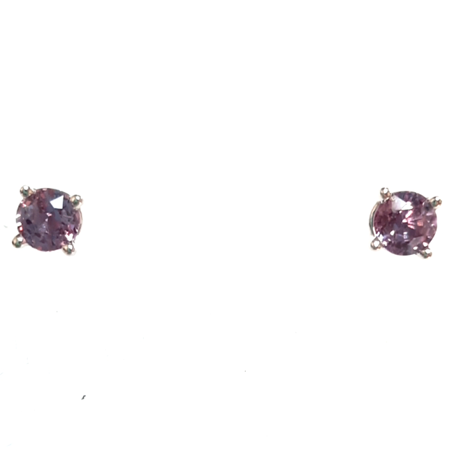 Pink sapphire (1.35ctw) light intense color studs 14k white gold