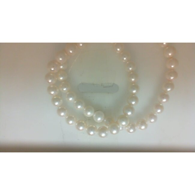 16" 8 - 8.5 mm Akoya pearl strand strand 14k white gold clasp