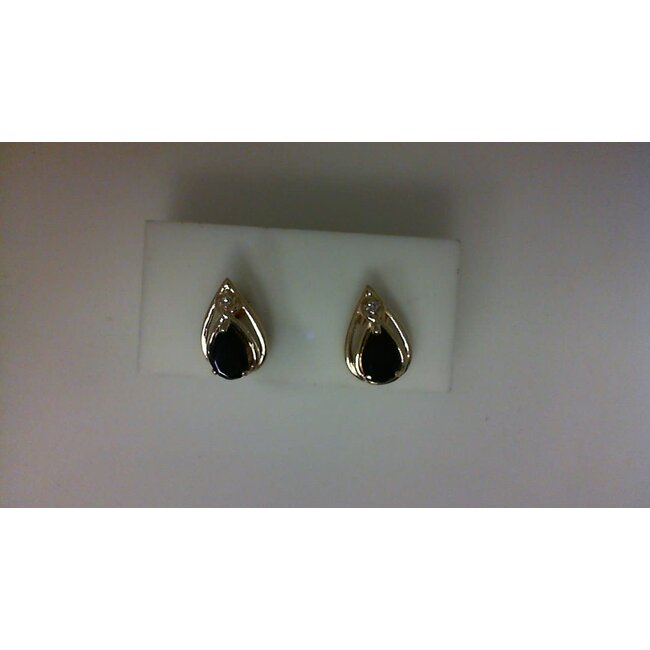 Onyx and diamond accent earrings 14k yellow gold 2.5gr