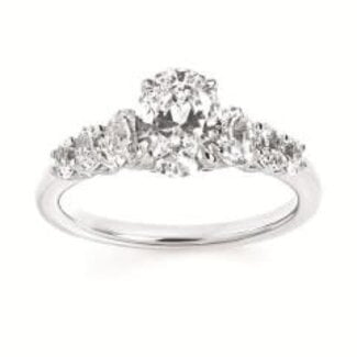 Diamond (1.65 ctw/1.0 ctr) oval engagement ring 14k white gold