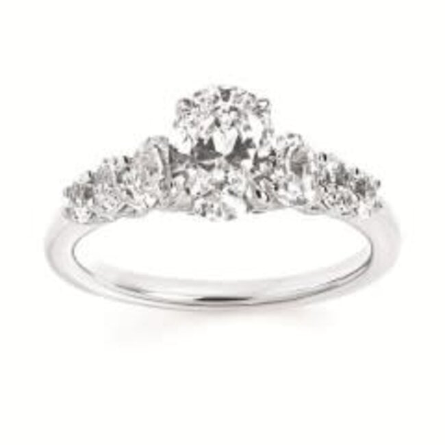 Diamond (1.65 ctw/1.0 ctr) oval engagement ring 14k white gold 3.1 gr