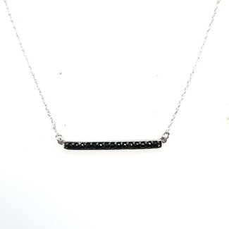 Black diamond (0.15ctw) bar necklace 14k white gold 1.4gr