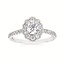 Diamond (0.50 ctw) halo with scalloped edge setting CZ ctr 14k white gold 2.9 gr