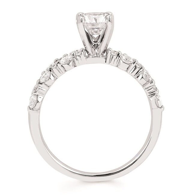 2-row diamond (0.60 ctw) setting CZ ctr 14k white gold 2.8 gr