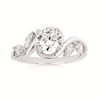 Diamond (0.33 ctw) marquise accented setting, 14k white gold 3.4 gr