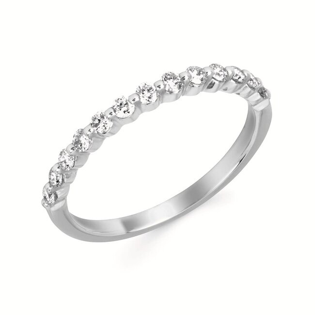 Diamond (1.00 ctw) bead prong band, 14k white gold 3.5 gr