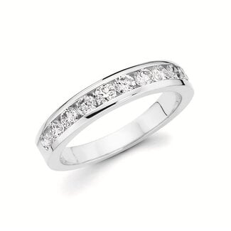 Diamond (0.75 ctw) channel set band 14k white gold 3.4 gr