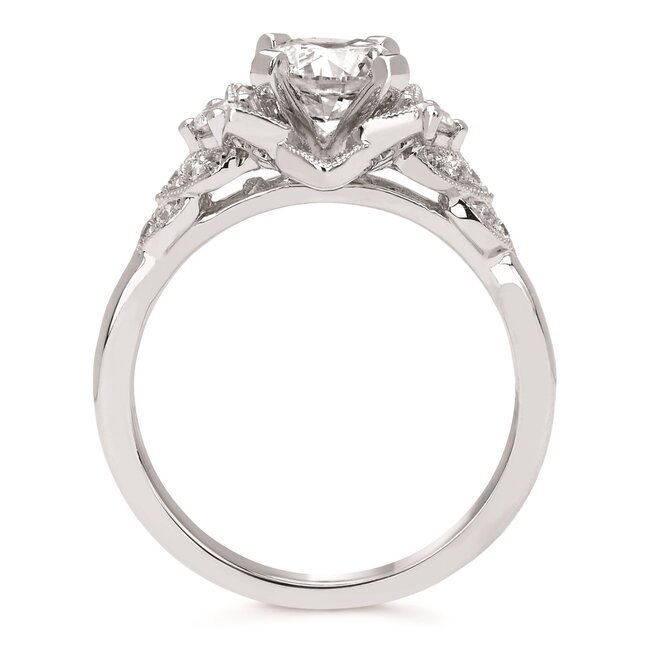 Diamond (0.36 ctw, cz ctr) flower style setting, 14k white gold 5.2 gr