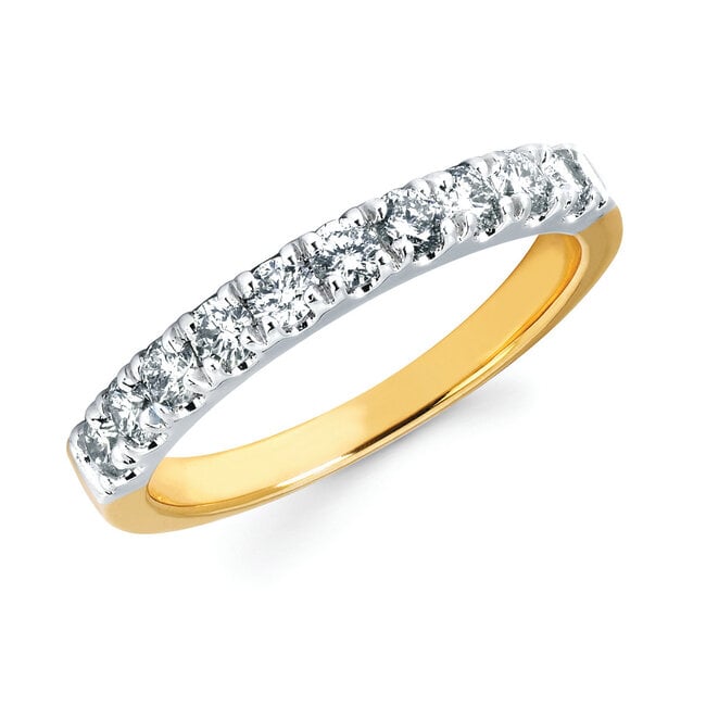 Diamond (0.50 ctw) prong set band 14k yellow gold 2.2 gr